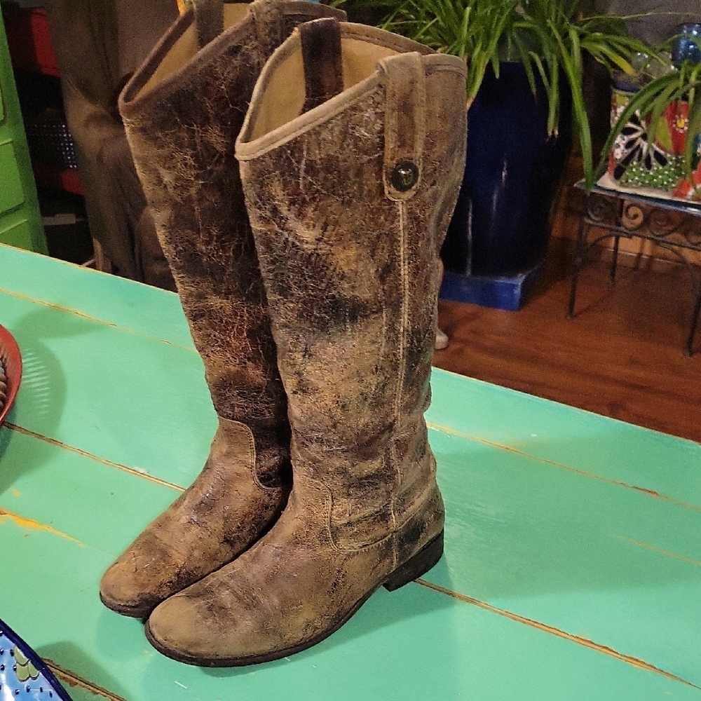 Frye Distressed Brown Over the Knee Boots